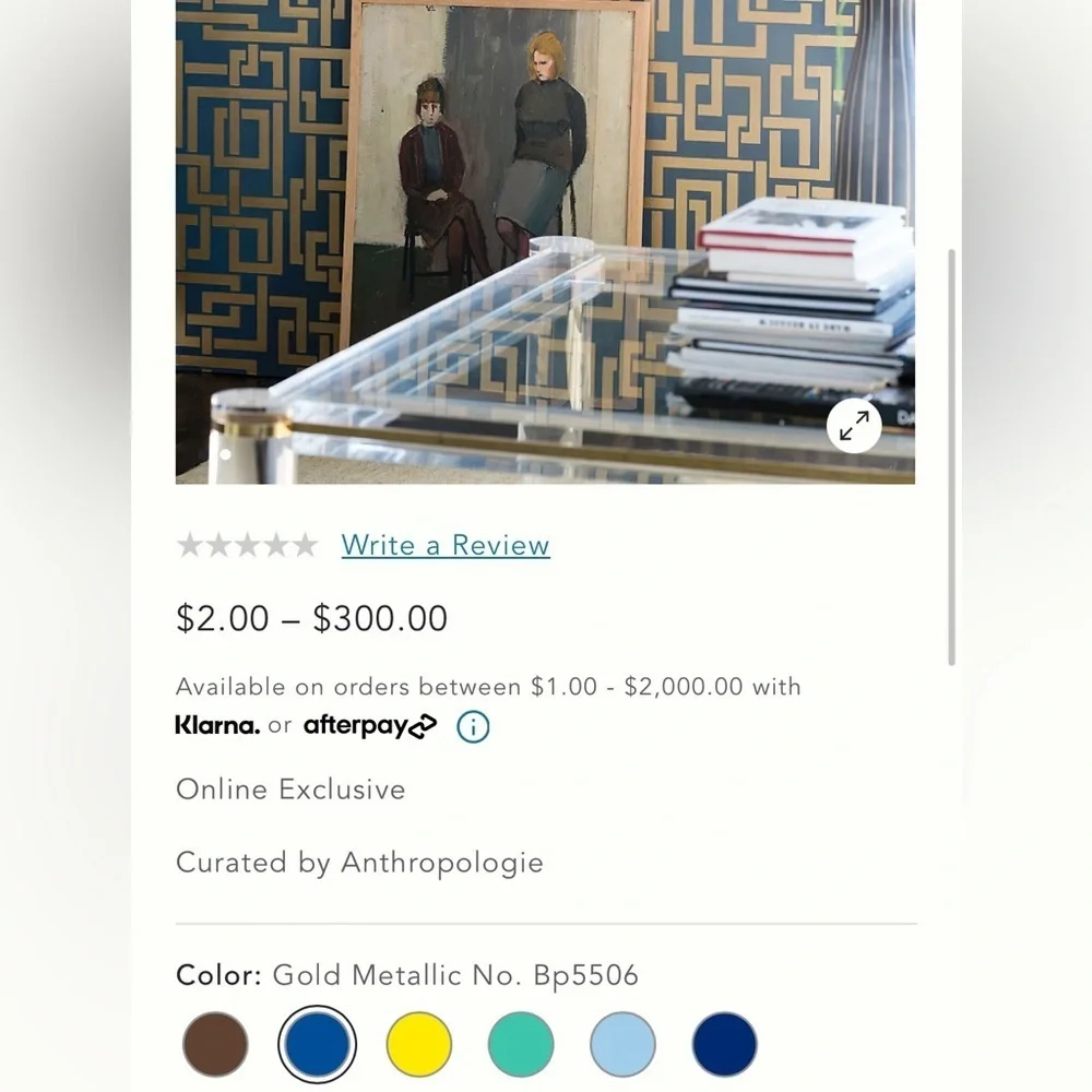 Anthropologie Farrow & Ball Enigma Wallpaper NWT
